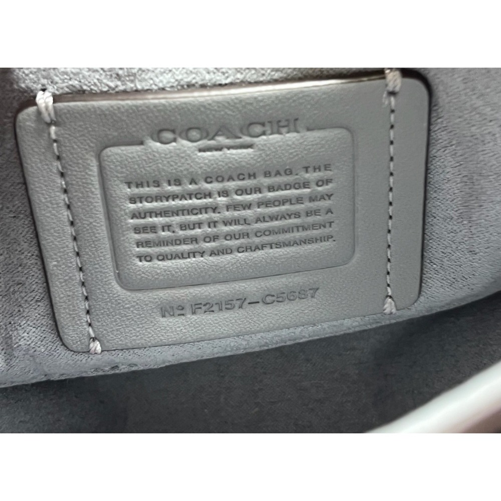 COACH Kleo Shoulder Bag 17 Crossbody Gray Leather Suede Granite Saddle C5687 - Picture 10 of 16